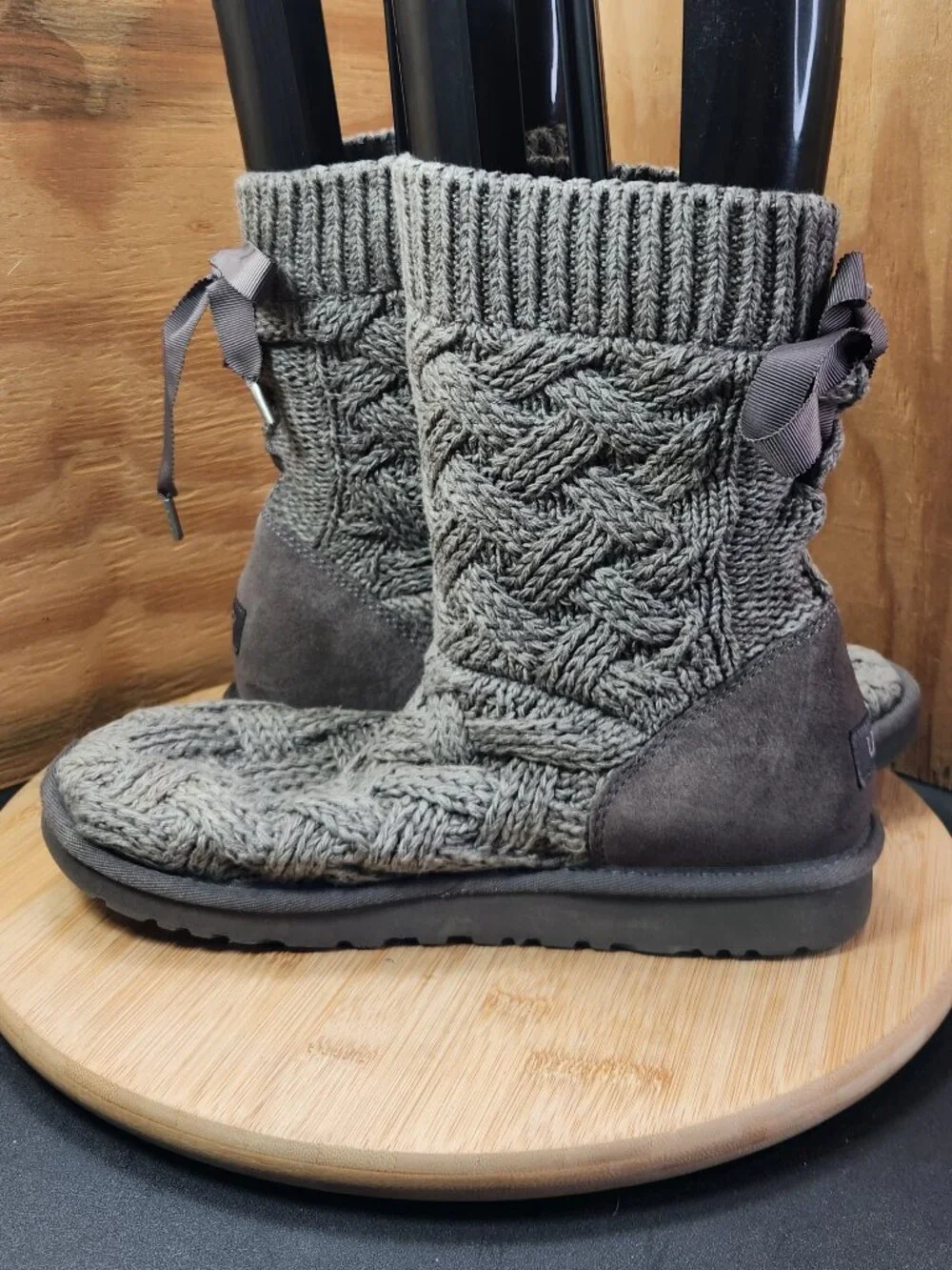 UGG Lottie Knit Girls Gray Boots Size 6